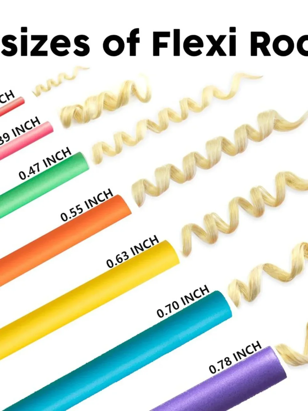 47 pcs 7'' Hair Curlers Rollers Flexi Rods Flexible Curling Rods Set No Heat Hea